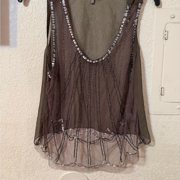 Charlotte Russe Tops - Charlotte Russe Taupe Beaded Sheer Camisole